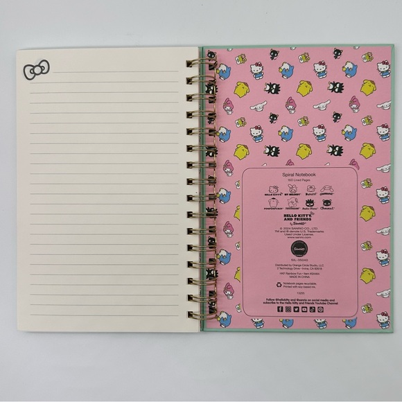 Sanrio Hello Kitty and Friends Spiral Notebook 160 lined pages (HKF Rainbow Fun) - Picture 4 of 7